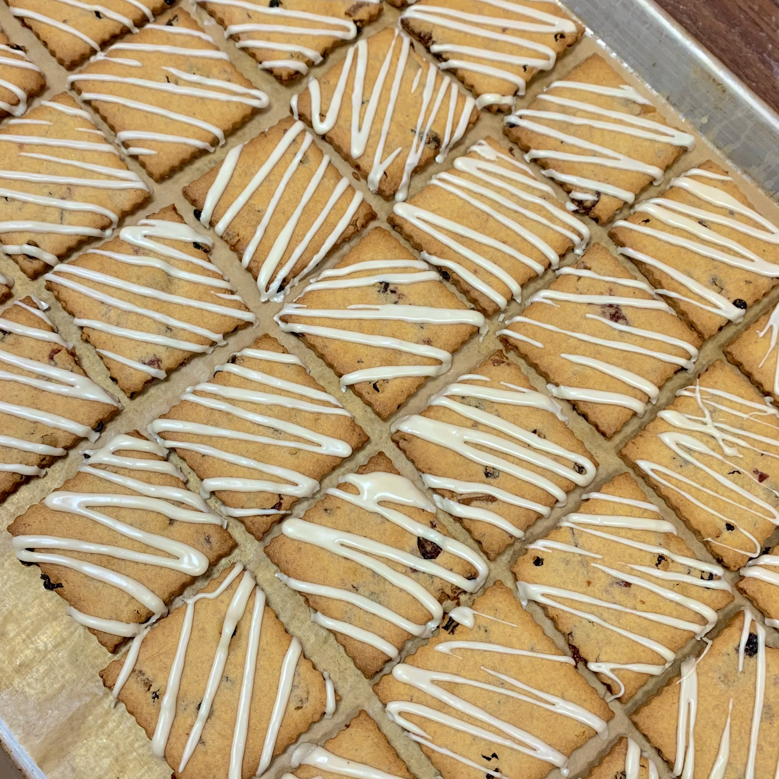 Cookies drizzled with glaze