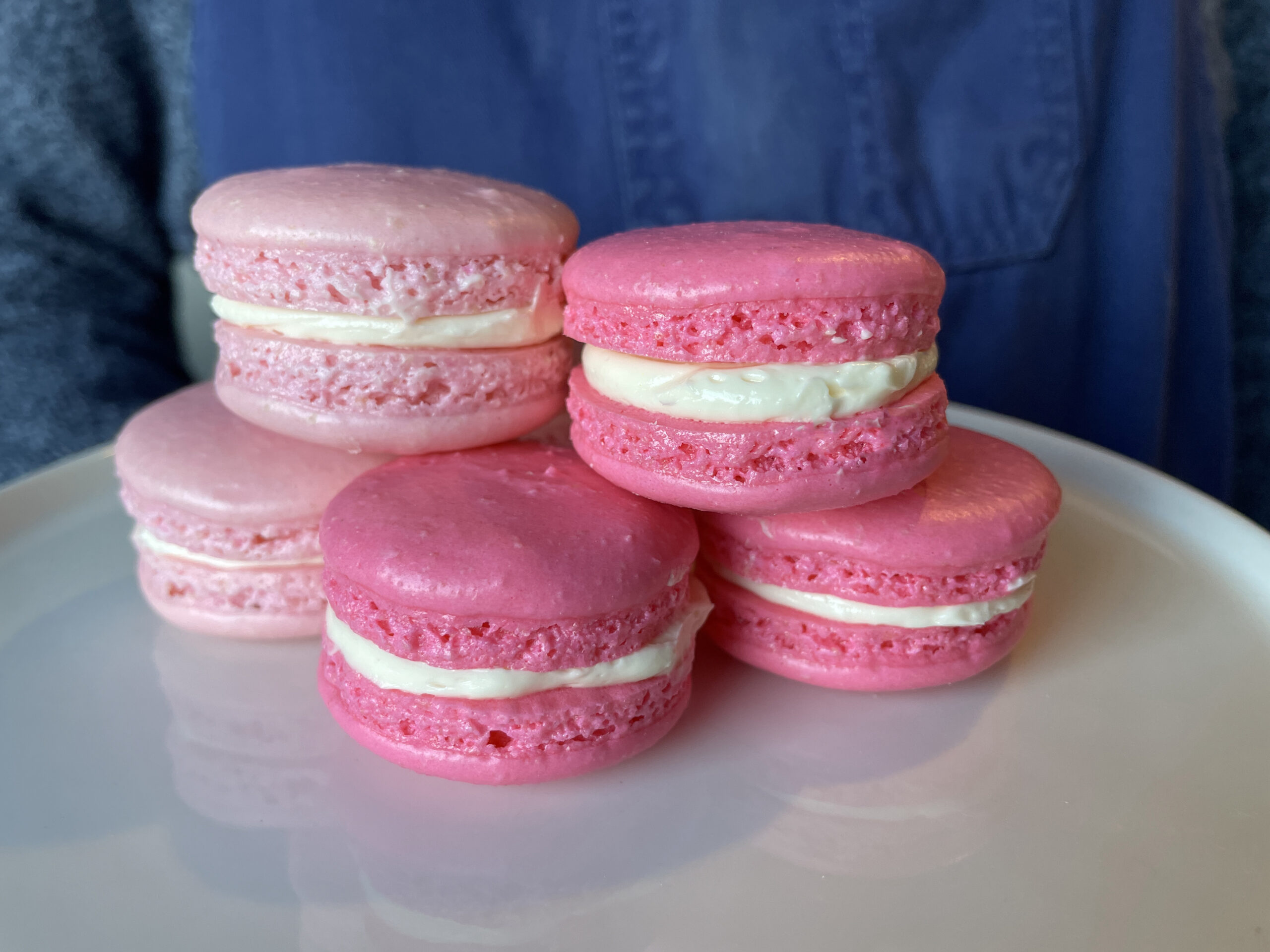 Plate of pink macarons