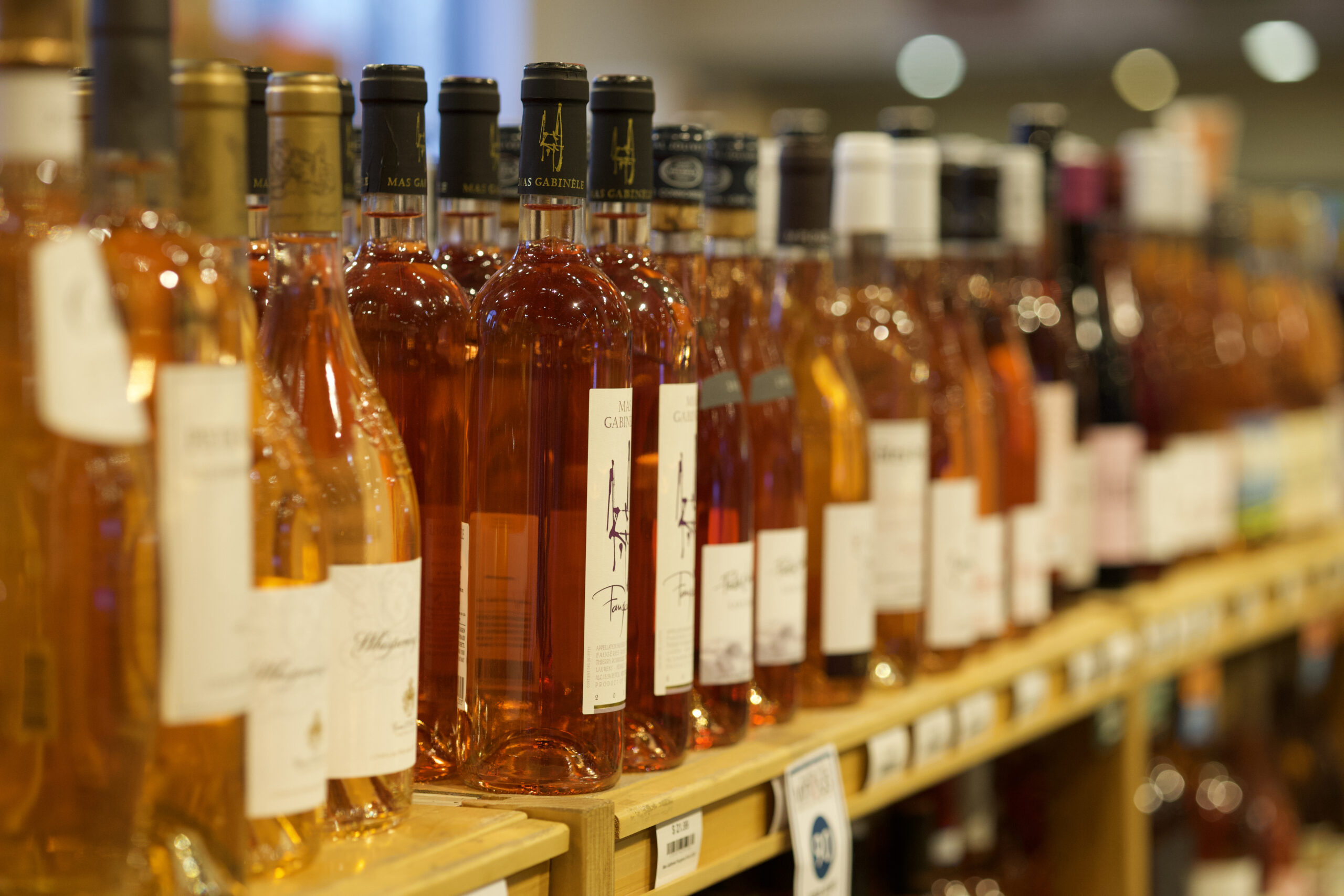 shelves full of rosé