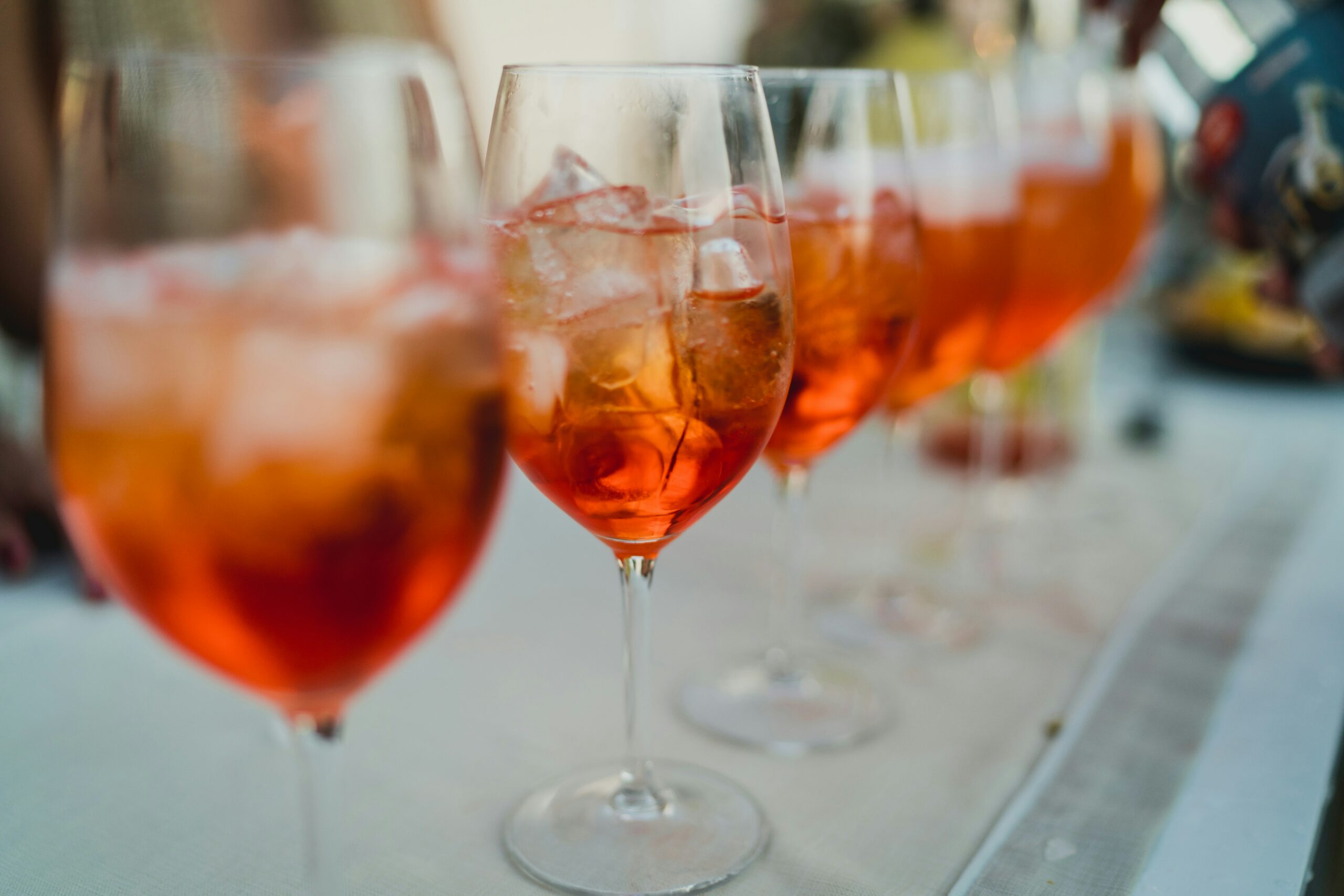 Line of aperol spritzes