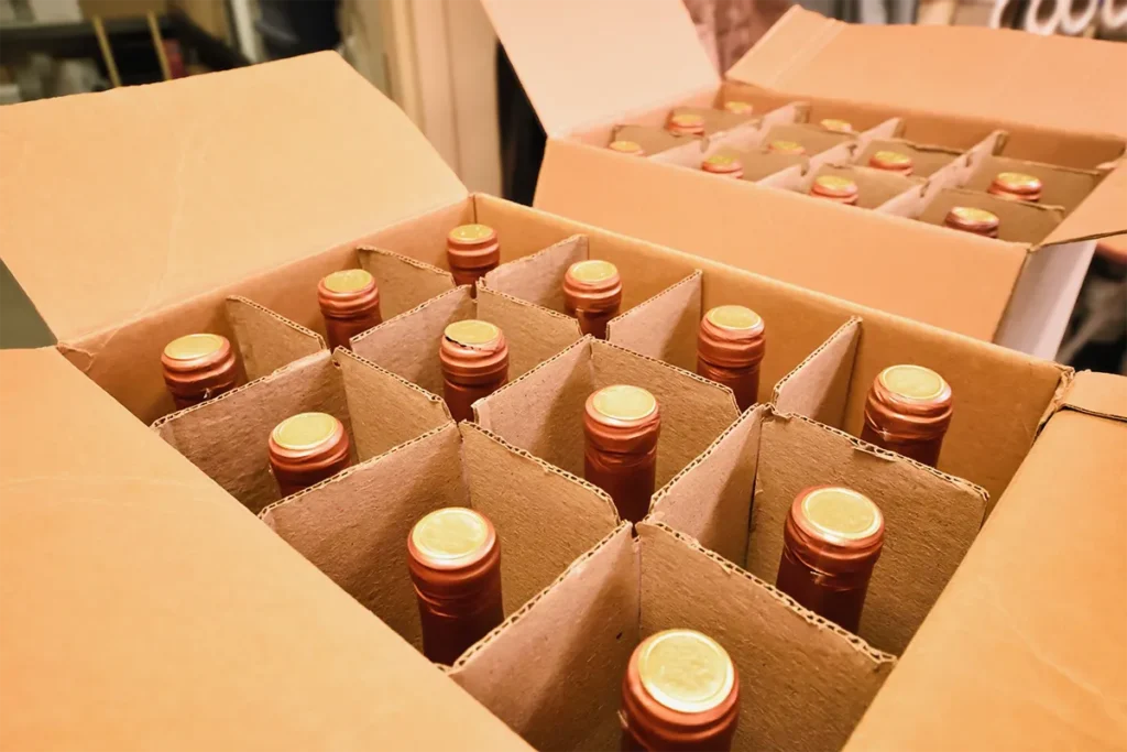 case of wine bottles