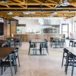 a large indoor kitchen space
