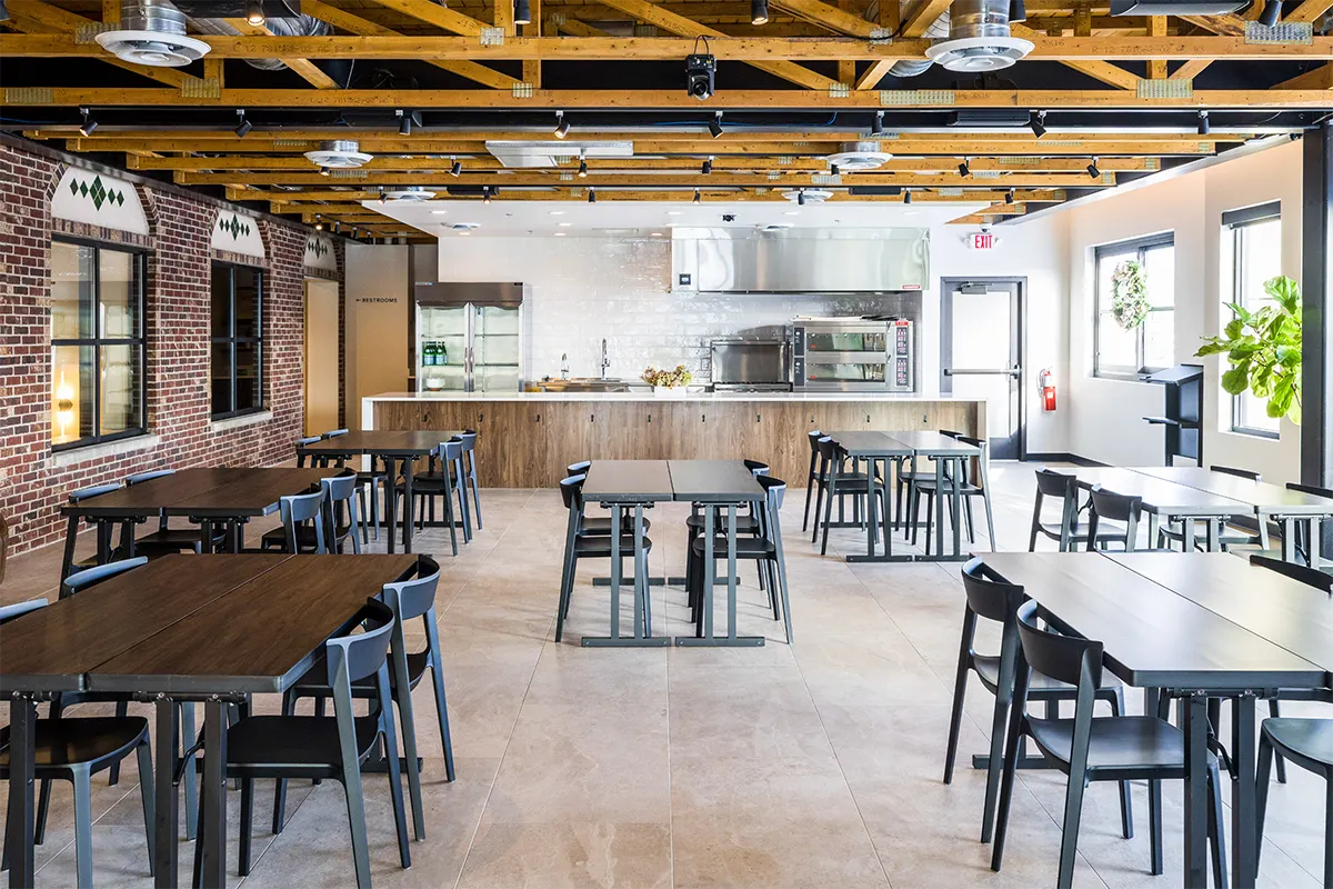 a large indoor kitchen space