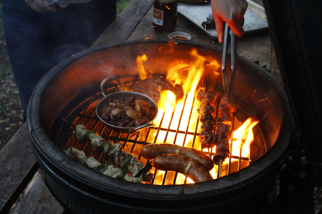 food cooking on grill