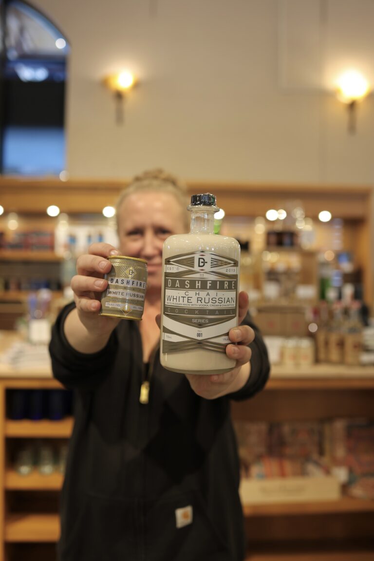 Jill holding up the Dashfire Chai White Russian