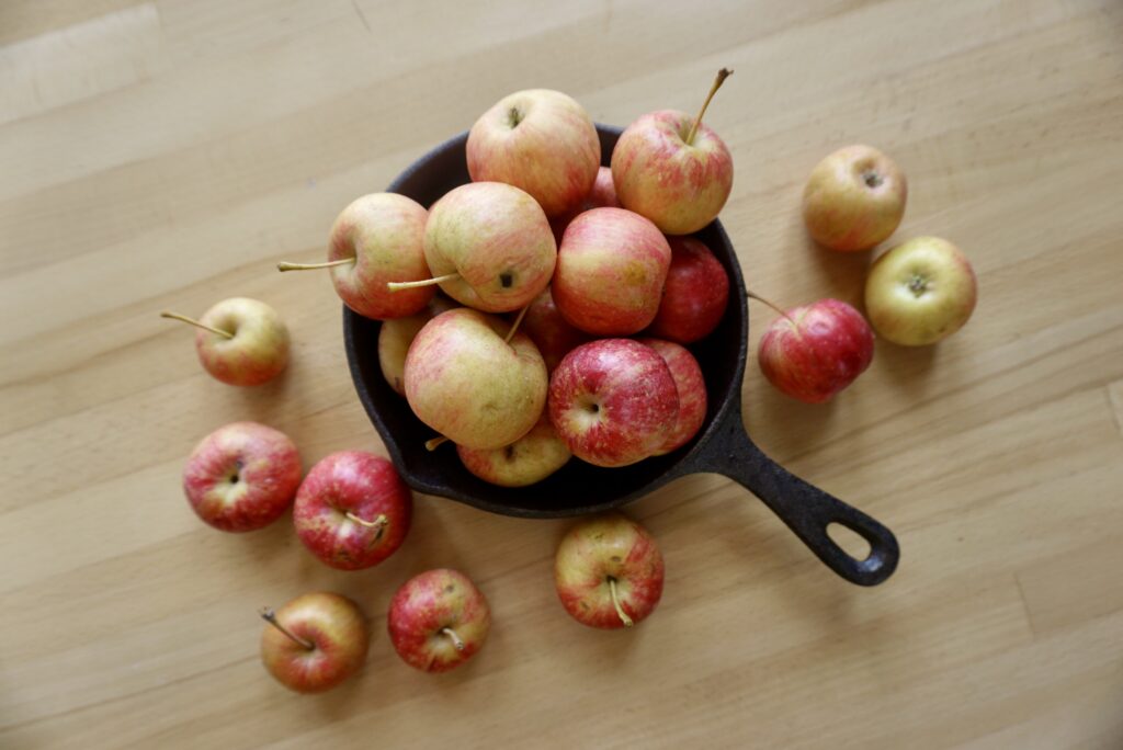 Apples on a wooden table