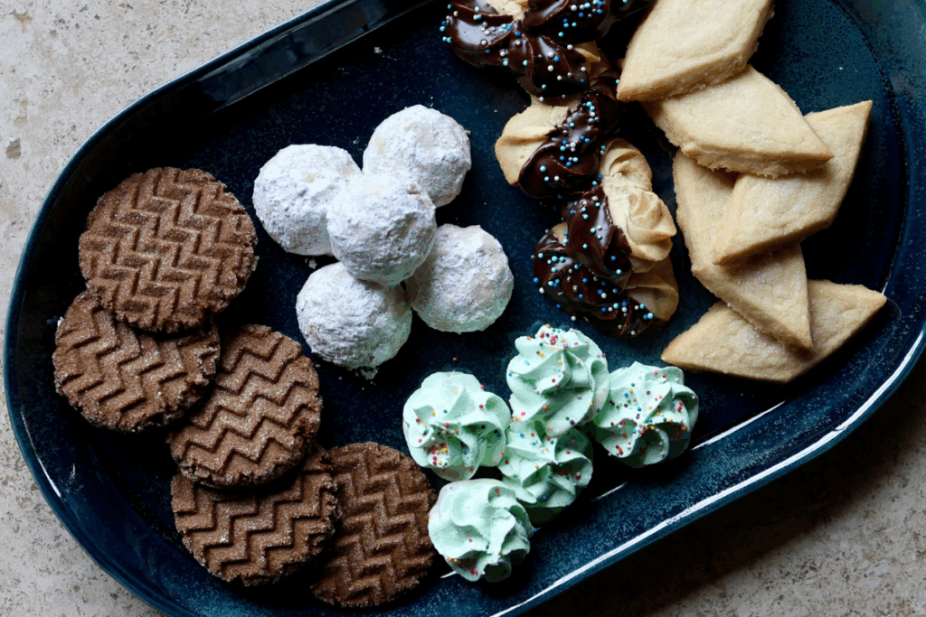 plate of holiday cookies