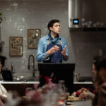 Austin giving opening remarks at a wine class