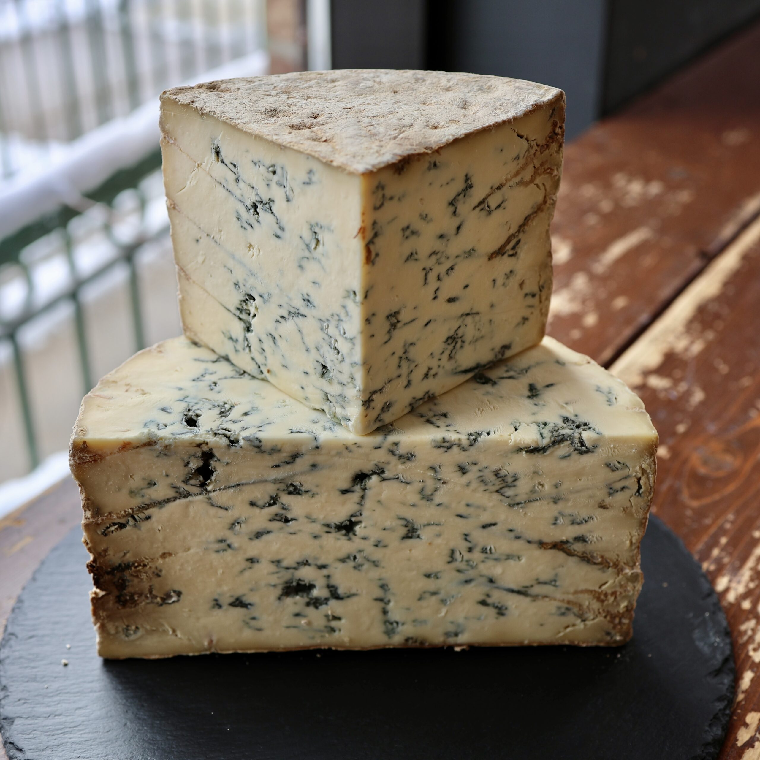 Half wheel of stichelton on a slate