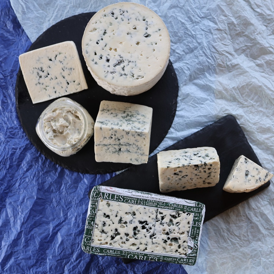 collection of blue cheeses