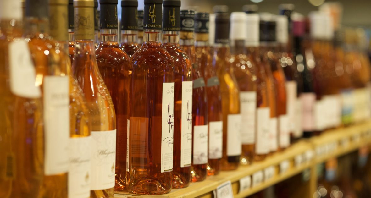 shelves full of rosé