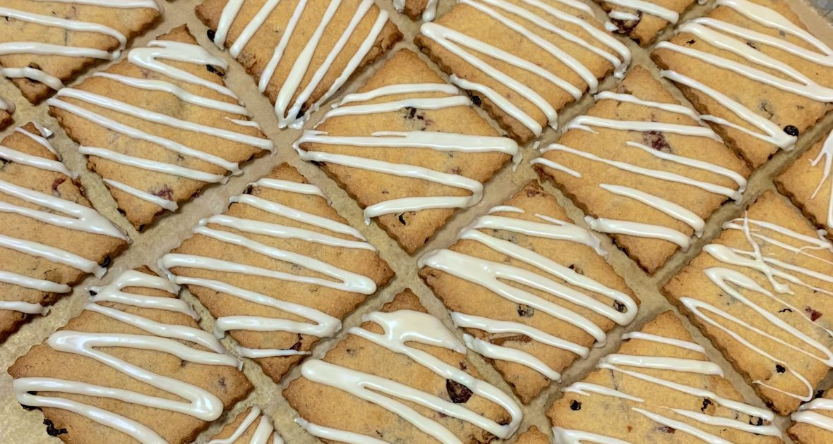 Cookies drizzled with glaze